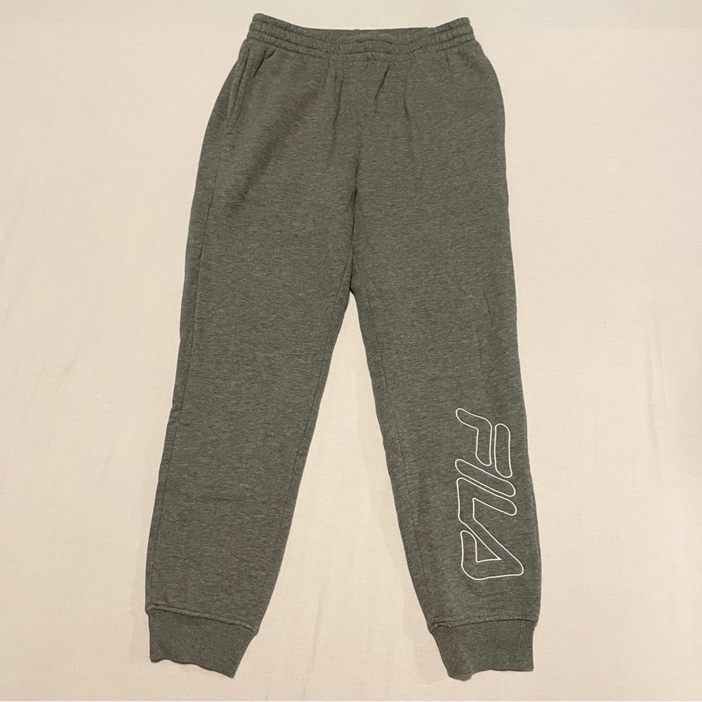 FILA Grey Big Graphic Logo Fleece Cuffed Joggers Men’s Small